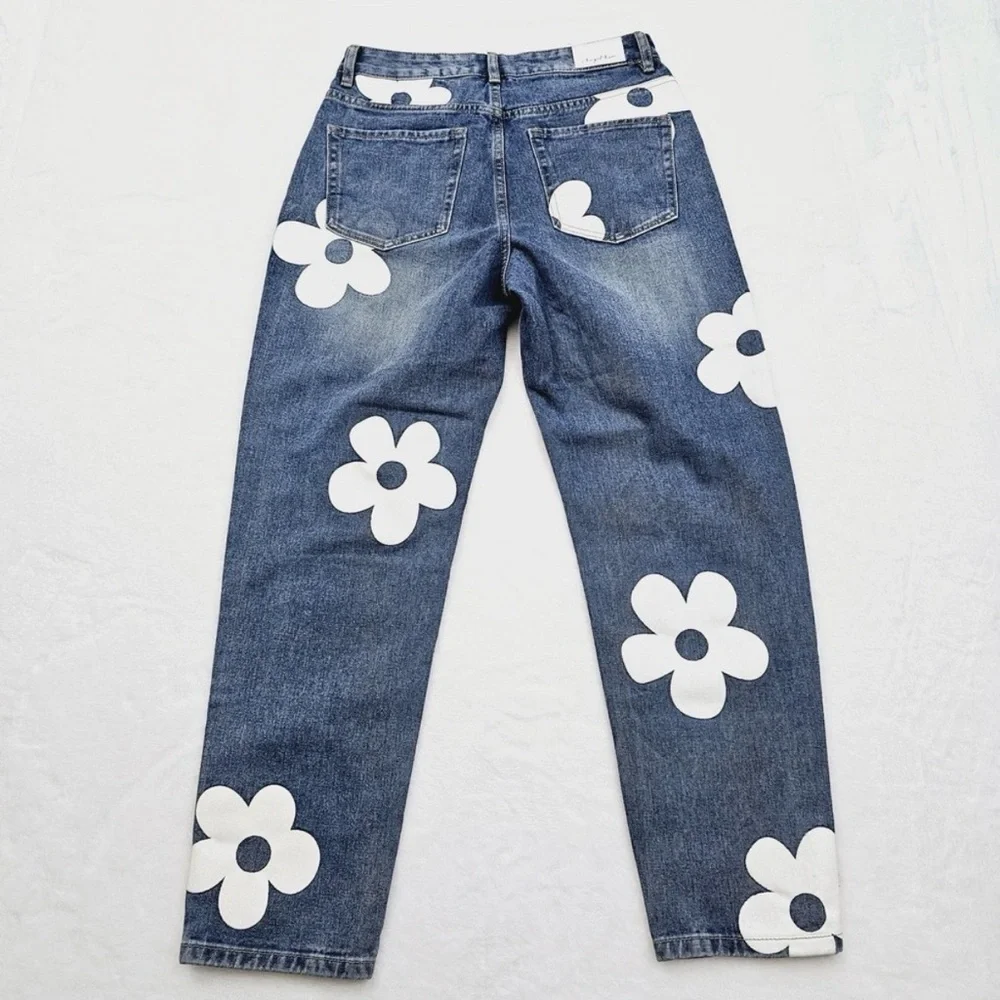 Angel Kiss Blue Jeans with White Floral
Pattern - Picture 3 of 4